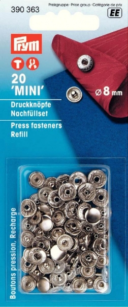 Prym Druckknopf Nachfüllset Mini 8 mm silber